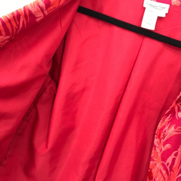 Coldwater Creek Womens Cotton Linen Pink Orange Tropical Floral Jacket Size S - Picture 5 of 6